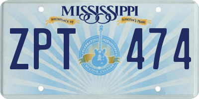 MS license plate ZPT474