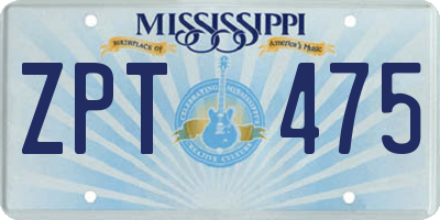 MS license plate ZPT475