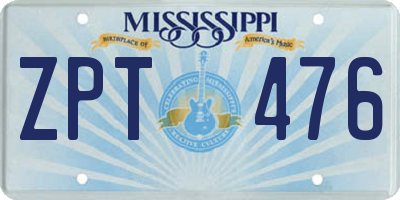 MS license plate ZPT476