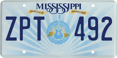 MS license plate ZPT492