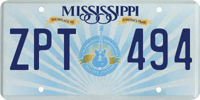 MS license plate ZPT494