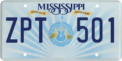 MS license plate ZPT501