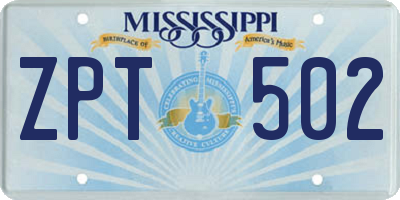 MS license plate ZPT502