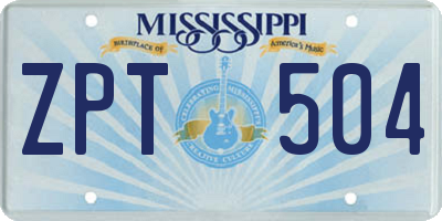 MS license plate ZPT504