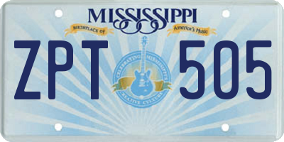 MS license plate ZPT505