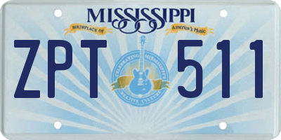 MS license plate ZPT511