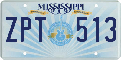 MS license plate ZPT513