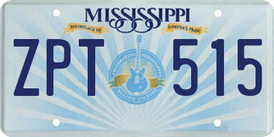 MS license plate ZPT515