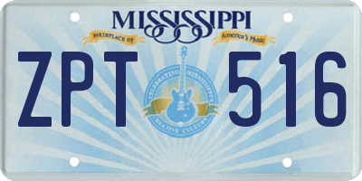 MS license plate ZPT516