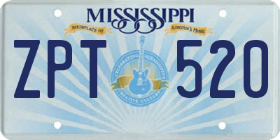 MS license plate ZPT520