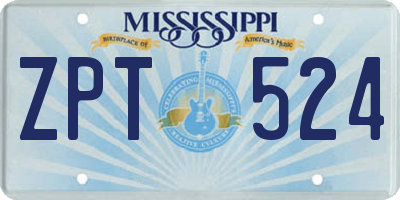 MS license plate ZPT524
