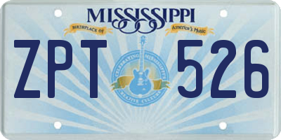 MS license plate ZPT526