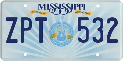 MS license plate ZPT532