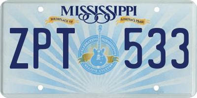 MS license plate ZPT533