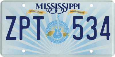 MS license plate ZPT534