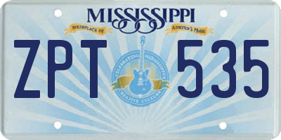 MS license plate ZPT535