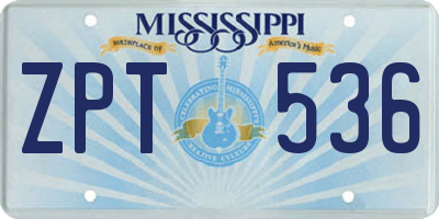 MS license plate ZPT536
