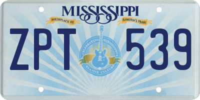 MS license plate ZPT539