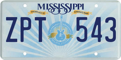 MS license plate ZPT543