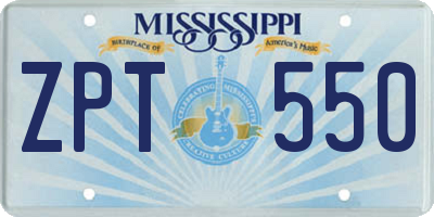 MS license plate ZPT550