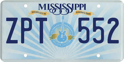 MS license plate ZPT552