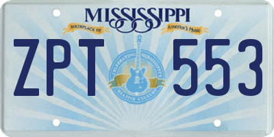 MS license plate ZPT553