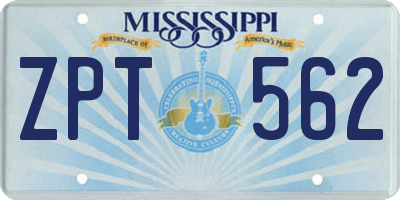 MS license plate ZPT562