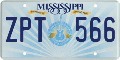 MS license plate ZPT566