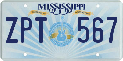 MS license plate ZPT567
