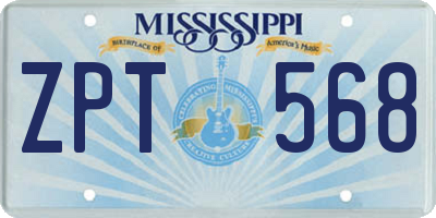 MS license plate ZPT568