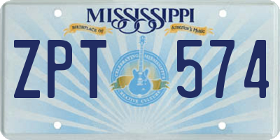 MS license plate ZPT574