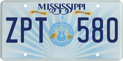 MS license plate ZPT580