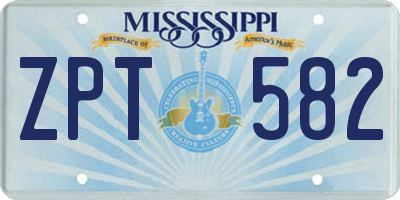 MS license plate ZPT582