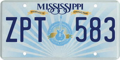 MS license plate ZPT583