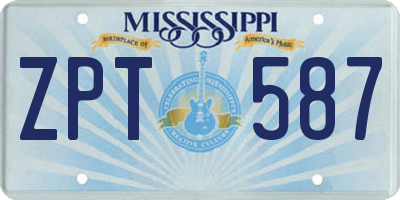 MS license plate ZPT587