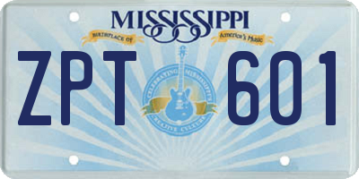 MS license plate ZPT601