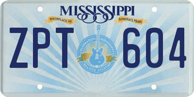 MS license plate ZPT604