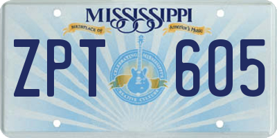MS license plate ZPT605
