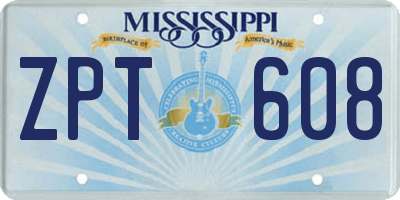 MS license plate ZPT608