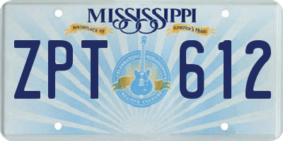 MS license plate ZPT612