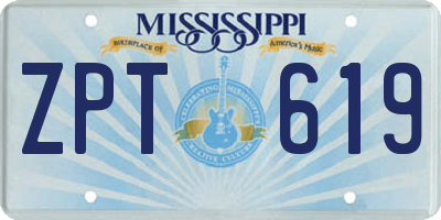 MS license plate ZPT619