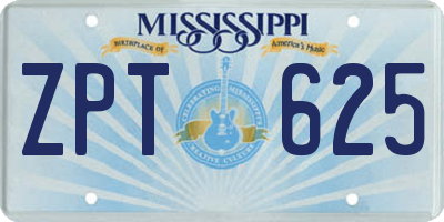 MS license plate ZPT625