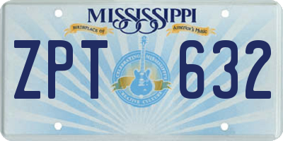 MS license plate ZPT632