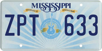 MS license plate ZPT633