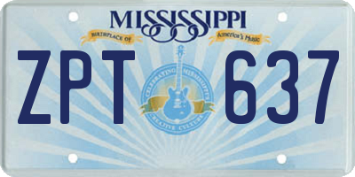 MS license plate ZPT637