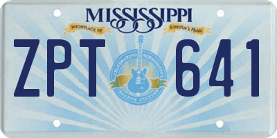 MS license plate ZPT641