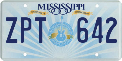 MS license plate ZPT642