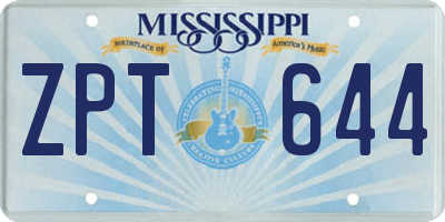 MS license plate ZPT644