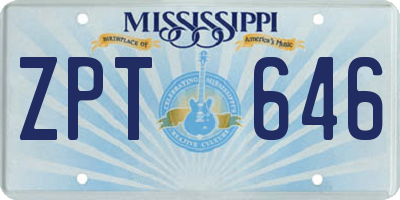 MS license plate ZPT646
