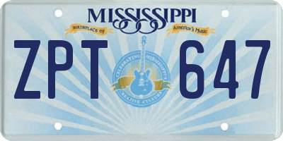 MS license plate ZPT647
